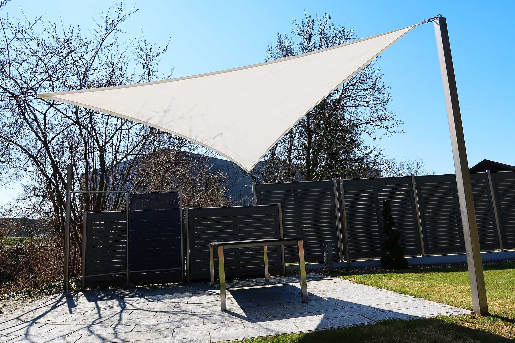 Überlegene Reißfestigkeit für Outdoor mit Seilen Sekey Sonnensegel Sonnenschutz Dreieckiges Polyester Windschutz Wetterschutz Wasserabweisend Imprägniert 95% UV Schutz Taupe 5×5×5m